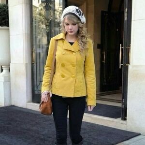 100% Cotton Mustard Double-Breasted Corduroy Coat